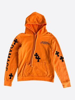 Chrome Hearts Off-White Orange & Black Cross Patch Hoodie